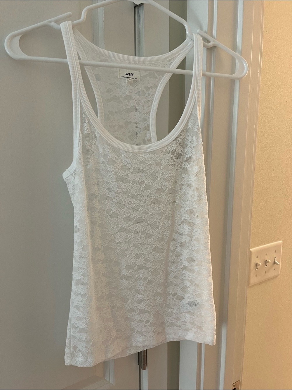 aerie White Lace Racerback Tank